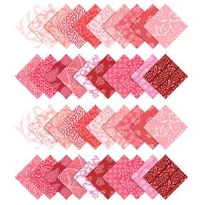 Soimoi Block PrintPrecut 5-inch CottonFabricQuiltingSquaresCharm Pack DIY Patchwork Sewing Craft- Rose Pink