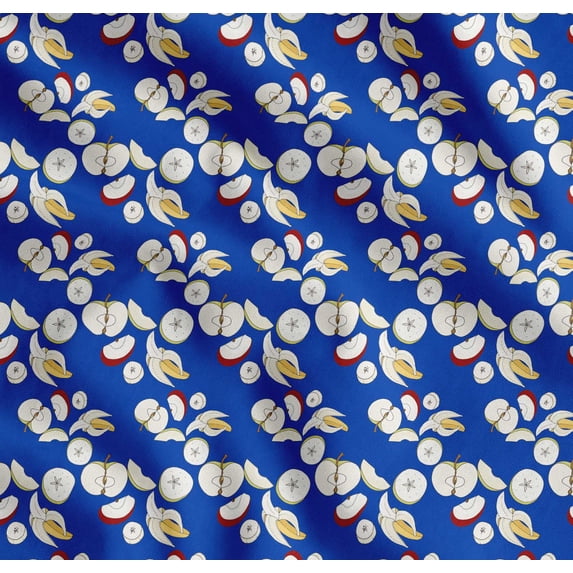 Soimoi Blue Cotton Cambric Fabric Banana & Fresh Decor Fabric Printed Yard 56 Inch Wide