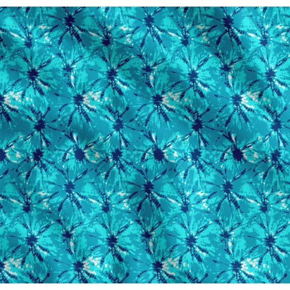 Soimoi Blue Cotton Cambric Fabric Batik Tie-Dye Decor Fabric Printed Yard 42 Inch Wide