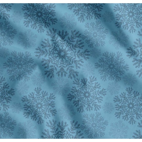 Soimoi Blue Cotton Cambric Fabric Snow Flakes Floral Print Fabric by Yard 56 Inch Wide