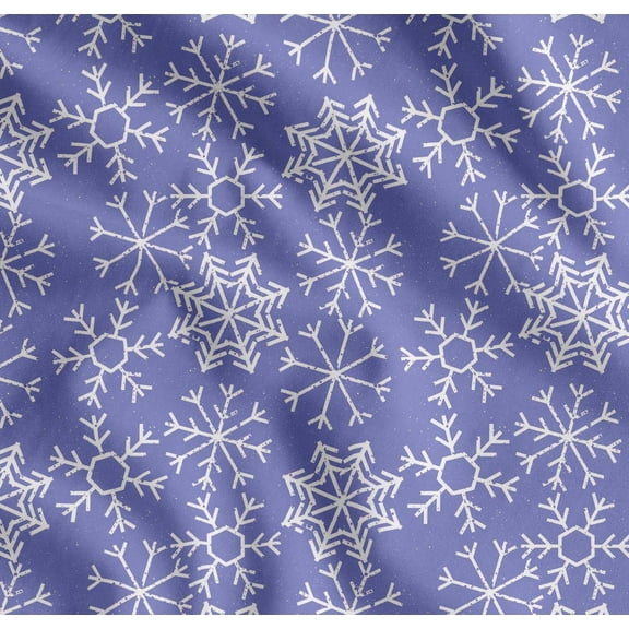 Soimoi Blue Cotton Cambric Fabric Snow Flakes Floral Print Fabric by Yard 56 Inch Wide
