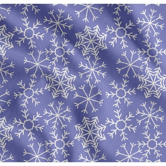 Soimoi Blue Cotton Cambric Fabric Snow Flakes Floral Print Fabric by the Yard 42 Inch Wide