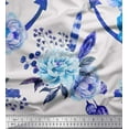 thumbnail image 1 of Soimoi Blue Cotton Duck Fabric Anchor Hook & Rose Flower Decor Fabric Printed BTY 42 Inch Wide, 1 of 1