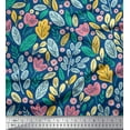 thumbnail image 1 of Soimoi Blue Cotton Duck Fabric Artistic Leaf & Floral Fabric Prints By Yard 56 Inch Wide, 1 of 3