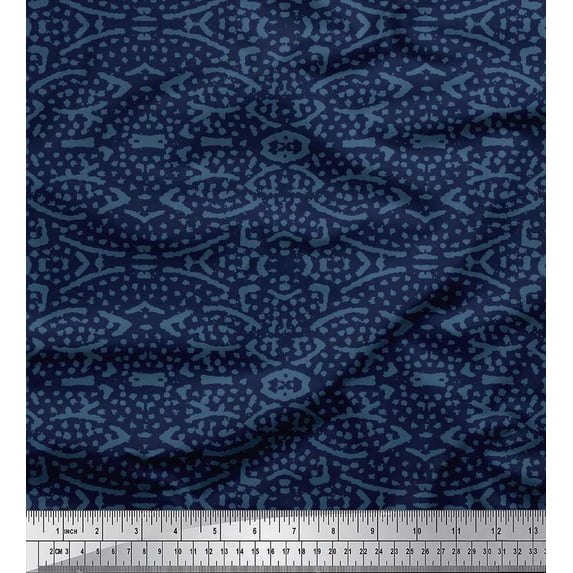 Soimoi Blue Cotton Duck Fabric Blocks Block Printed Craft Fabric by The Yard 44 Inch Wide