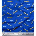 thumbnail image 1 of Soimoi Blue Cotton Duck Fabric Bow & Dragonfly Insect Printed Fabric 1 Yard 42 Inch Wide, 1 of 3