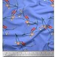thumbnail image 1 of Soimoi Blue Cotton Duck Fabric Branch,Floral & American Robin Bird Print Sewing Fabric BTY 42 Inch Wide, 1 of 1