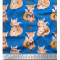 thumbnail image 1 of Soimoi Blue Cotton Duck Fabric Cat & Fox Kids Fabric Prints By Yard 42 Inch Wide, 1 of 3