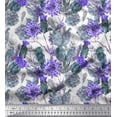 thumbnail image 1 of Soimoi Blue Cotton Duck Fabric Feather,Cactus & Floral Decor Fabric Printed BTY 42 Inch Wide, 1 of 1