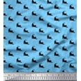 thumbnail image 1 of Soimoi Blue Cotton Duck Fabric Fish & Cat Animal Printed Fabric 1 Yard 42 Inch Wide, 1 of 3