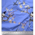 thumbnail image 1 of Soimoi Blue Cotton Duck Fabric Floral & Pin Tailed Whydah Bird Print Fabric by The Yard 44 Inch Wide, 1 of 3