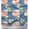 thumbnail image 1 of Soimoi Blue Cotton Duck Fabric Flower & Leaves Watercolor Printed Craft Fabric by the Yard 42 Inch Wide, 1 of 3
