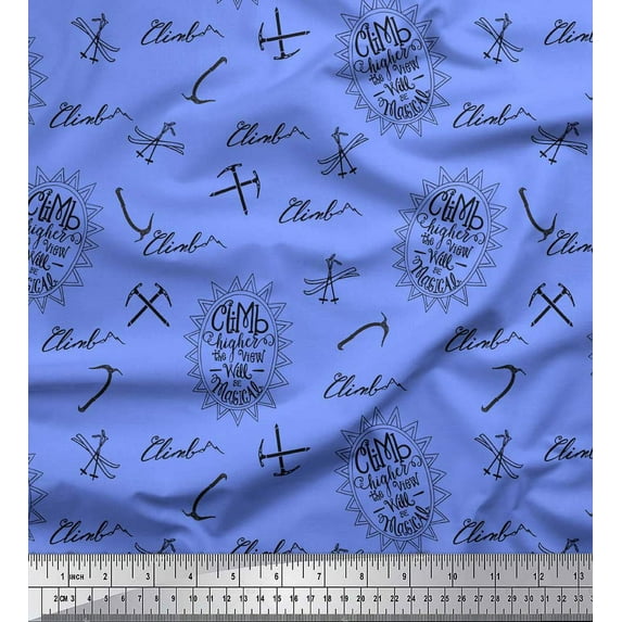 Soimoi Blue Cotton Duck Fabric Hardware Tools & Text Fabric Prints By Yard 42 Inch Wide