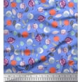 thumbnail image 1 of Soimoi Blue Cotton Duck Fabric Leaves & Berries Fruits Printed Fabric 1 Yard 42 Inch Wide, 1 of 3