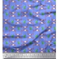 thumbnail image 1 of Soimoi Blue Cotton Duck Fabric Leaves,Peach & Blue Floral Damask Printed Fabric 1 Yard 56 Inch Wide, 1 of 1