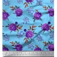 thumbnail image 1 of Soimoi Blue Cotton Duck Fabric Leaves & Peony Floral Decor Fabric Printed Yard 42 Inch Wide, 1 of 3