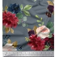 thumbnail image 1 of Soimoi Blue Cotton Duck Fabric Leaves & Peony Floral Print Sewing Fabric Yard 42 Inch Wide, 1 of 3
