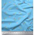 thumbnail image 1 of Soimoi Blue Cotton Duck Fabric Leaves & Periwinkle Floral Decor Fabric Printed Yard 42 Inch Wide, 1 of 3
