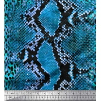 Soimoi Blue Cotton Duck Fabric Leopard & Snake Animal Skin Printed Craft Fabric by the Yard 42 Inch Wide