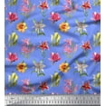 thumbnail image 1 of Soimoi Blue Cotton Duck Fabric Lily & Lotus Floral Print Sewing Fabric Yard 42 Inch Wide, 1 of 3