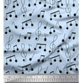 thumbnail image 1 of Soimoi Blue Cotton Duck Fabric Notes Musical Instrument Print Fabric by Yard 42 Inch Wide, 1 of 3