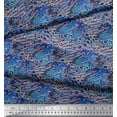 thumbnail image 1 of Soimoi Blue Cotton Duck Fabric Peacock & Fish Animal Skin Decor Fabric Printed Yard 44 Inch Wide, 1 of 3