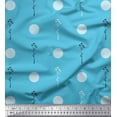 thumbnail image 1 of Soimoi Blue Cotton Duck Fabric Polka Dot & Leaves Printed Fabric 1 Yard 44 Inch Wide, 1 of 3