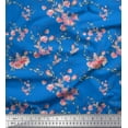 thumbnail image 1 of Soimoi Blue Cotton Duck Fabric Roses & Ranunculus Floral Printed Fabric 1 Yard 44 Inch Wide, 1 of 3