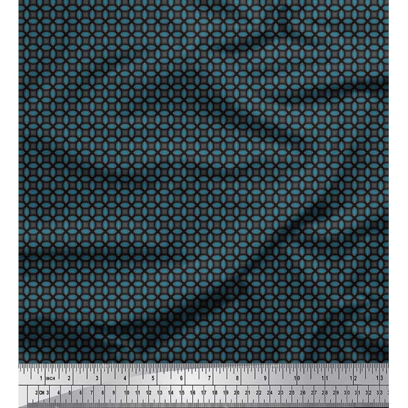 Soimoi Blue Cotton Duck Fabric Semi Circle Geometric Fabric Prints By Yard 42 Inch Wide