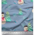 thumbnail image 1 of Soimoi Blue Cotton Duck Fabric Snowman & Tree Christmas Fabric Prints By Yard 42 Inch Wide, 1 of 1