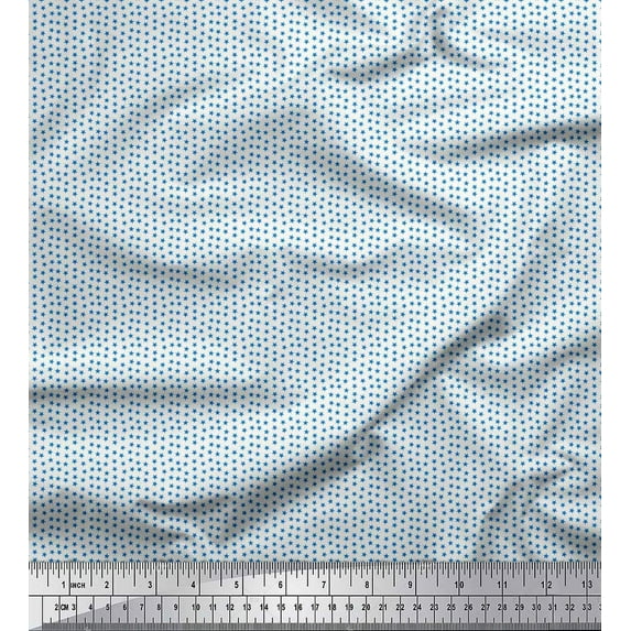 Soimoi Blue Cotton Duck Fabric Stars Star Print Fabric by the Yard 42 Inch Wide