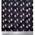 thumbnail image 1 of Soimoi Blue Cotton Duck Fabric Strawberry Fruit Print Sewing Fabric BTY 44 Inch Wide, 1 of 3