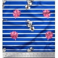 thumbnail image 1 of Soimoi Blue Cotton Duck Fabric Stripe & Rose Bouquet Floral Printed Fabric 1 Yard 42 Inch Wide, 1 of 3