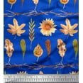 thumbnail image 1 of Soimoi Blue Cotton Duck Fabric Sunflower & Autumn Leaves Decor Fabric Printed Yard 42 Inch Wide, 1 of 3
