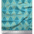 thumbnail image 1 of Soimoi Blue Cotton Duck Fabric Triangle Art Geometric Printed Fabric 1 Yard 42 Inch Wide, 1 of 3