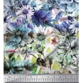 thumbnail image 1 of Soimoi Blue Cotton Duck Fabric Triangle & Floral Print Sewing Fabric BTY 42 Inch Wide, 1 of 1