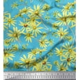 thumbnail image 1 of Soimoi Blue Cotton Duck Fabric Yellow Floral Decor Fabric Printed BTY 42 Inch Wide, 1 of 1