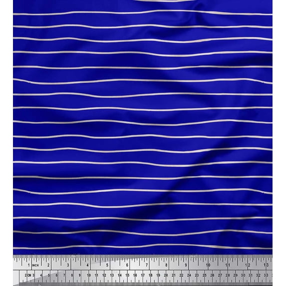 Soimoi Blue Cotton Jersey Fabric Artistic Waves Abstract Printed Fabric 1 Yard 58 Inch Wide