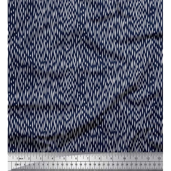 Soimoi Blue Cotton Jersey Fabric Brush Stroke Abstract Print Sewing Fabric Yard 58 Inch Wide