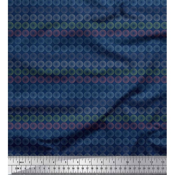 Soimoi Blue Cotton Jersey Fabric Circle Geometric Print Fabric by the Yard 58 Inch Wide