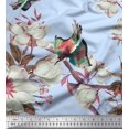 thumbnail image 1 of Soimoi Blue Cotton Jersey Fabric Floral & Bird Fabric Prints By Yard 64 Inch Wide, 1 of 3