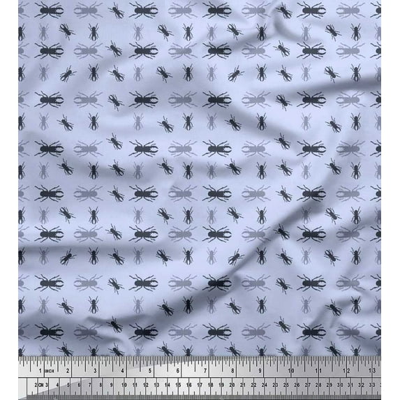 Soimoi Blue Cotton Jersey Fabric Insect Printed Fabric 1 Yard 58 Inch Wide