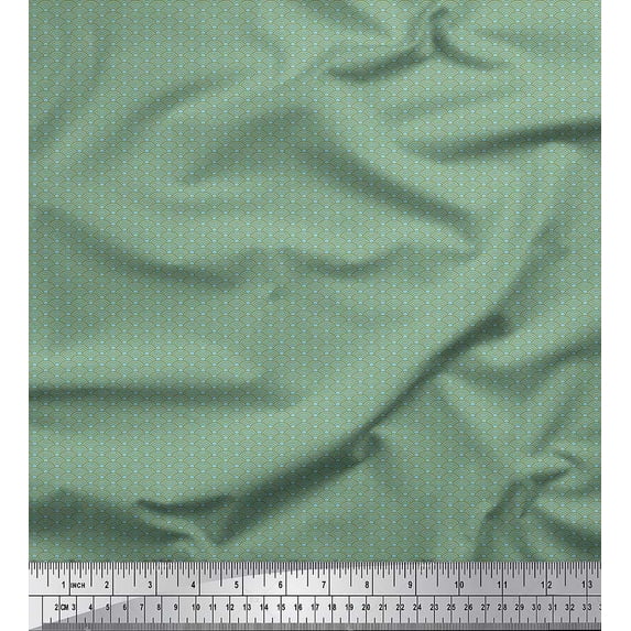 Soimoi Blue Cotton Jersey Fabric Semi Circle Geometric Print Fabric by the Yard 58 Inch Wide