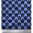 thumbnail image 1 of Soimoi Blue Cotton Poplin Fabric Black Sketch Floral Print Fabric by Yard 42 Inch Wide, 1 of 3