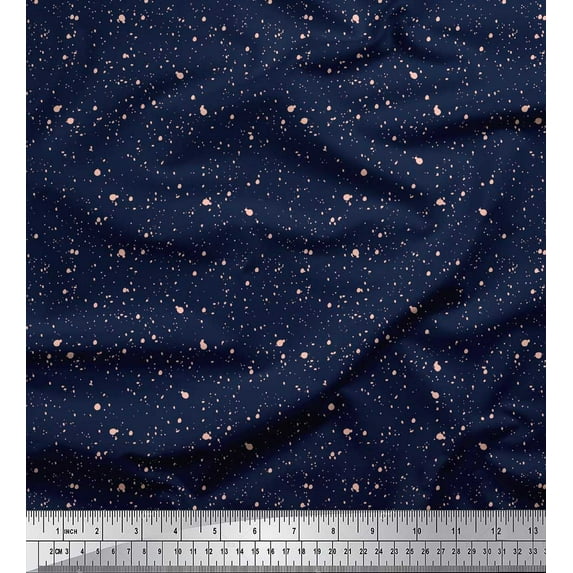 Soimoi Blue Cotton Poplin Fabric Brush Stroke Abstract Print Fabric by the Yard 56 Inch Wide