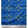 thumbnail image 1 of Soimoi Blue Cotton Poplin Fabric Moroccan Damask Print Sewing Fabric Yard 42 Inch Wide, 1 of 3