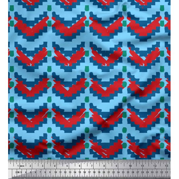 Soimoi Blue Cotton Voile Fabric Arrow African Printed Fabric 1 Yard 42 Inch Wide