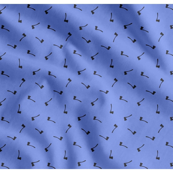 Soimoi Blue Cotton Voile Fabric Axe Hardware Printed Fabric 1 Yard 42 Inch Wide