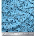 thumbnail image 1 of Soimoi Blue Cotton Voile Fabric Brush Stroke & Dots Abstract Print Fabric by the Yard 56 Inch Wide, 1 of 3