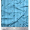 thumbnail image 1 of Soimoi Blue Cotton Voile Fabric Buds & Stripe Decor Fabric Printed BTY 42 Inch Wide, 1 of 3